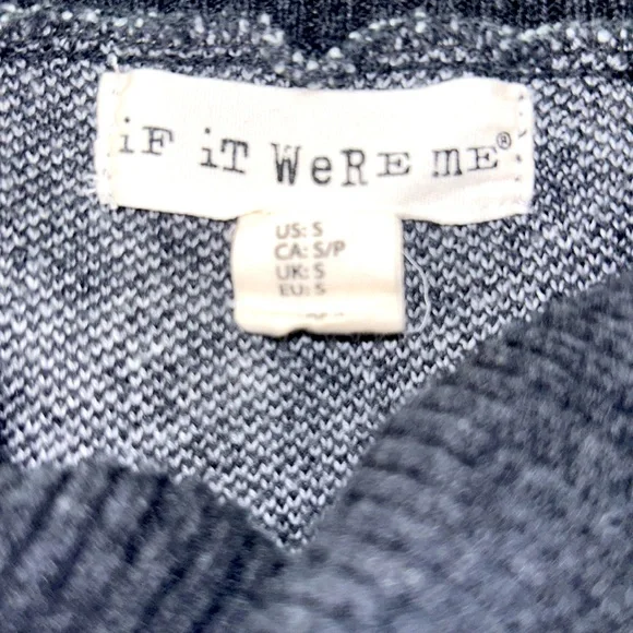 IF IT WERE ME Sweater DRESS Cowl Neck Dark GRAY/WHITE Printed Design Size SMALL - Picture 2 of 8
